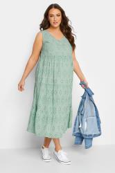 BUMP IT UP MATERNITY Plus Size Broderie Anglaise Tiered Midi Dress