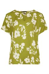 EVANS Curve Chartreuse Floral Print Bar Detail Top