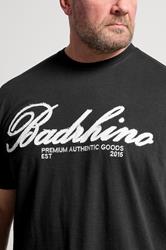 BadRhino Big & Tall Black Embroidered Script T-Shirt | BadRhino 4