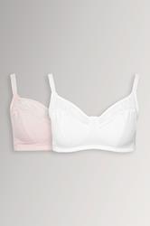YOURSET 2 PACK Plus Size Pink Cotton Lace Trim Non-Padded Non-Wired Bralette | Yours Clothing 3