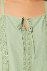 YOURS Plus Size Green Crochet Linen Cami Vest Top | Yours Clothing 4