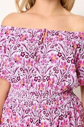 YOURS Plus Size Purple Floral Tie Neck Bardot Maxi Dress | Yours Clothing 4