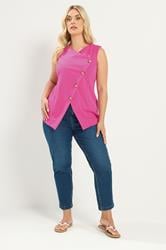 YOURS Plus Size Pink Asymmetric Waistcoat | Yours Clothing 1