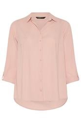 YOURS Curve Light Pink Ribbed Shirt