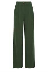 LTS Tall Pantalon large plissé en lin vert foncé