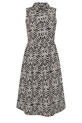 M&Co Petite Chocolate Brown Abstract Print Sleeveless Shirt Dress | M&Co 5