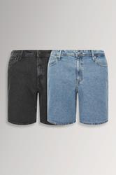 JACK & JONES Big & Tall 2 Pack Blue & Black Tony Shorts | BadRhino 3