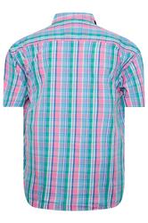 KAM Big & Tall Pink Check Short Sleeve Shirt | BadRhino 4