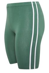 YOURS ACTIVE Curve Green Side Contrast Stripe Shorts