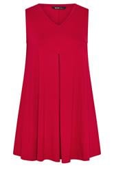 YOURS Plus Size Red Pleat Front Vest Top | Yours Clothing 5