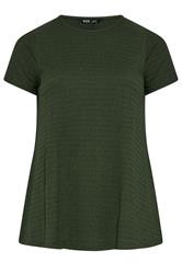 YOURS Curve Khaki Green Textured Swing Top