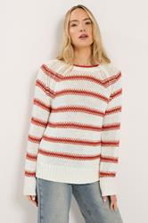 LTS Tall White & Red Stripe Knit Jumper | Long Tall Sally 1
