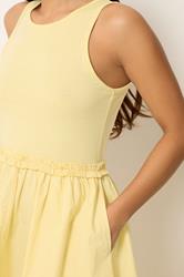 PixieGirl Petite Women's Yellow Ruffle Detail Midi Dress | PixieGirl 5