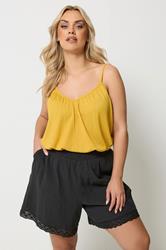 YOURS Plus Size Black Crochet Shirred Shorts | Yours Clothing 3