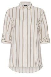 M&Co White & Natural Brown Stripe Tab Sleeve Shirt