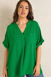 EVANS Plus Size Green Short Sleeve Utility Blouse | Evans  3