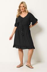 YOURS Plus Size Black Crinkle Beach Cover Up | Yours Clothing 1