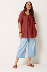 YOURS Plus Size Red Broderie Anglaise Scallop Blouse | Yours Clothing 1