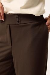 PixieGirl Petite Women's Chocolate Brown Scuba Button Trousers | PixieGirl 4