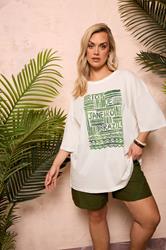 YOURS Plus Size Cream 'Rio' Abstract Boxy T-Shirt | Yours Clothing 3