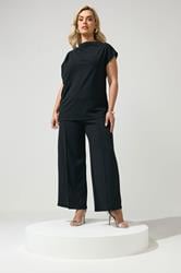 YOURS LONDON Plus Size Black Drape Shoulder Top | Yours Clothing 2