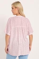 YOURS Plus Size Pink Crinkle Floral Notch Neck Top | Yours Clothing 4