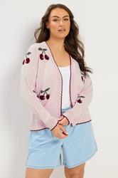 YOURS Plus Size Pink Scallop Cherry Cardigan 3