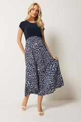 M&Co Navy Blue Spot Print 2 In 1 Midi Dress | M&Co 4