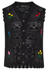 LIMITED COLLECTION Plus Size Black Floral Embroidered Knitted Waistcoat | Yours Clothing 1