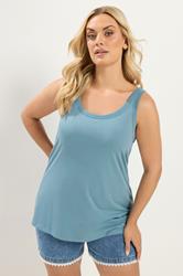 YOURS Plus Size Light Blue Core Basic Vest Top | Yours Clothing 3