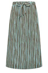 PixieGirl Petite Women's Brown Stripe Belted Maxi Skirt | PixieGirl 5