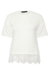 PixieGirl Petite White Lace Hem T-Shirt