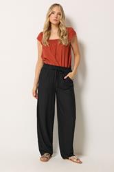 LTS Tall Women's Black Linen Barrel Leg Trousers | Long Tall Sally 3