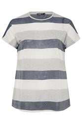 Yours Plus Size Grey Metallic Stripe T-Shirt | Yours Clothing 5