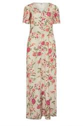 LTS Tall Natural Brown Floral Satin Maxi Dress