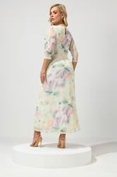 YOURS LONDON Plus Size Ivory White Abstract Keyhole Detail Maxi Dress | Yours Clothing 2