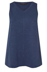 EVANS ESSENTIAL 4 Pack Navy Blue & White Vest Tops | Evans 8