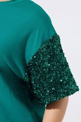 LIMITED COLLECTION Plus Size Green Sequin Sleeve Mini Dress | Yours Clothing 4