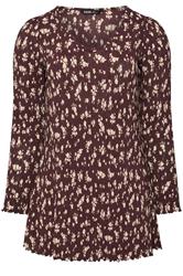 YOURS Plus Size Chocolate Brown Ditsy Floral Tunic Top | Yours Clothing 1