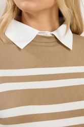 LTS Tall Women's Natural Brown Stripe 2-In-1 Jumper | Long Tall Sally  4