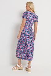 M&Co Pink Floral Short Sleeve Midi Dress | M&Co 5