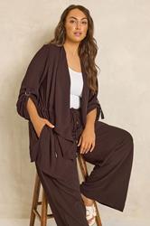 EVANS Plus Size Jacket & Trouser Chocolate Brown Set | Evans 1