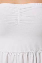 YOURS Plus Size White Peplum Bandeau Top | Yours Clothing 4