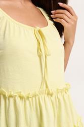 PixieGirl Petite Women's Lemon Yellow Tiered Cotton Top | PixieGirl 4
