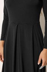 PixieGirl Petite Women's Black Scoop Neck Midi Dress | PixieGirl 4