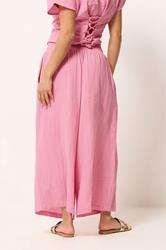 PixieGirl Petite Women's Set Pink Cotton Cheesecloth Top & Cropped Trousers | PixieGirl 7