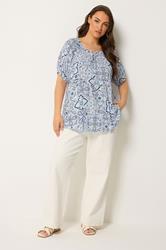 YOURS Plus Size Blue Floral Bardot Top | Yours Clothing 1