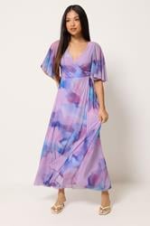 M&Co Petite Pink Blurred Floral Wrap Maxi Dress | M&Co 1