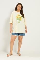 YOURS Plus Size Yellow Sunflower Graphic T-Shirt | Yours Clothing 1