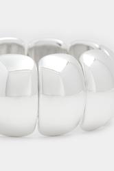 Silver Tone Statement Bead Stretch Bracelet | Yours Clothing 2